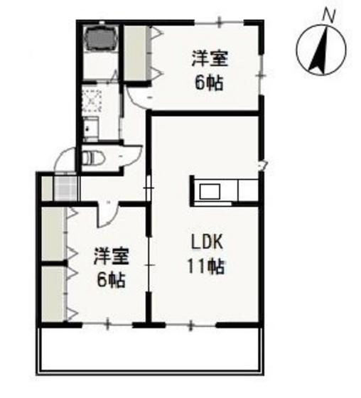ペアフィールドA(2LDK/1階)の間取り写真