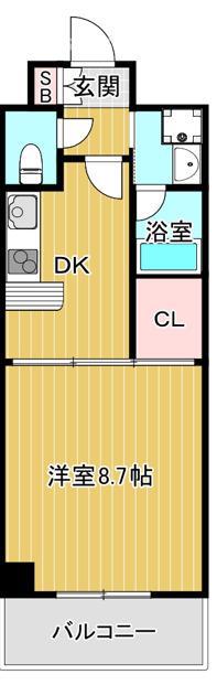 レクシア鶴見(1DK/3階)の間取り写真