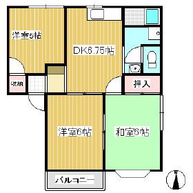アルプスホーム93(3DK/1階)の間取り写真