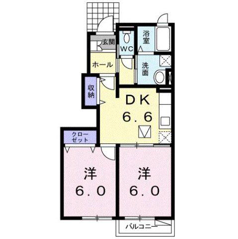 グレイスフル早川(2DK/1階)の間取り写真