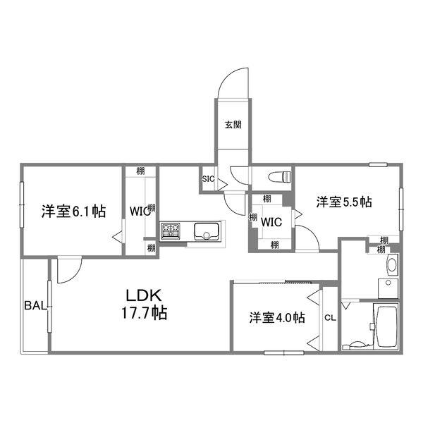 ブランシャール菊水HD(3LDK/2階)の間取り写真