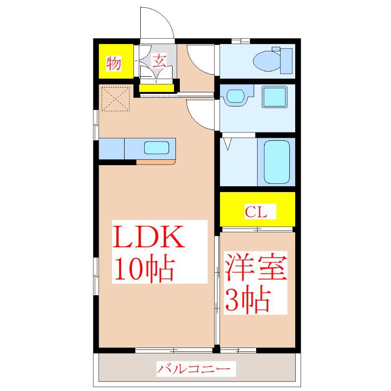 コーポ山元(1LDK/1階)の間取り写真