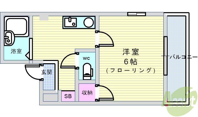 ギャレ蛍池新館(1K/3階)の間取り写真