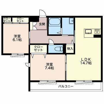 ヴィラ・鈴之木(2LDK/1階)の間取り写真