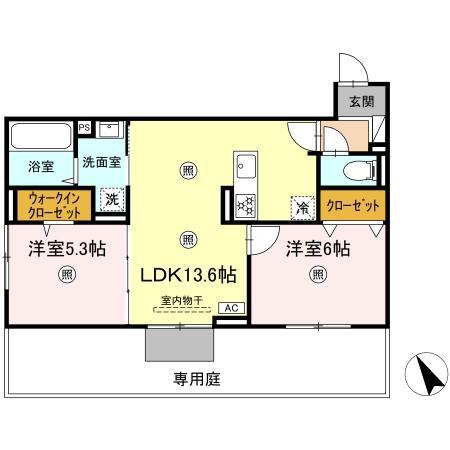 D-ROOM平田台(2LDK/1階)の間取り写真