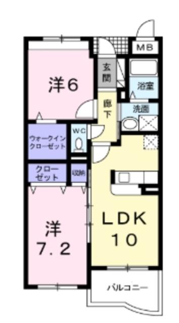 リーバ グラジーア(2LDK/1階)の間取り写真