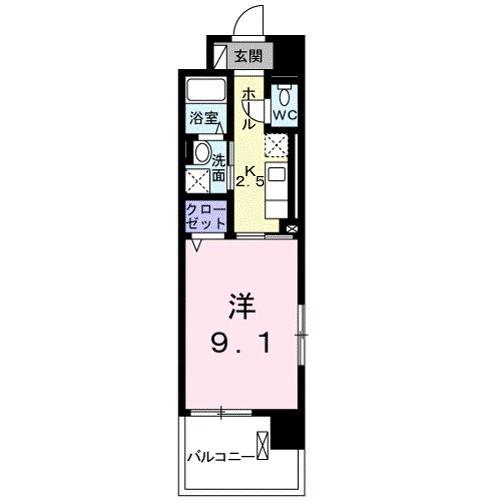 シャロミエール(1K/1階)の間取り写真