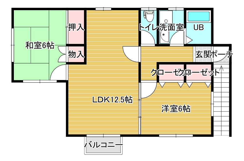 ボヌール中井口(2LDK/2階)の間取り写真