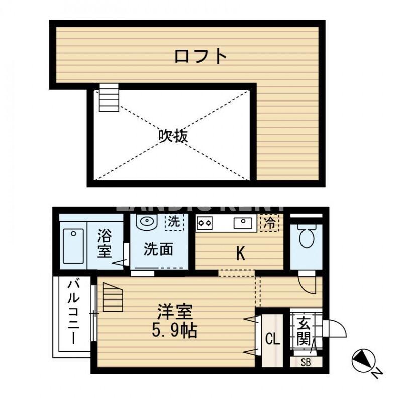 アテリサージュ箱崎(1K/1階)の間取り写真