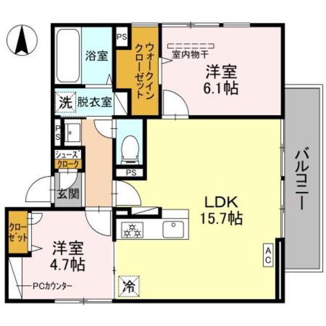 HERETIERRA(2LDK/1階)の間取り写真