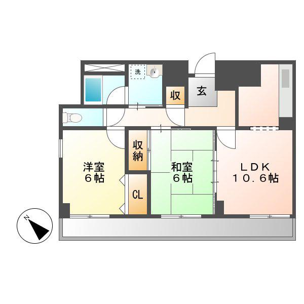 コンフォートピア・アツミ(2LDK/5階)の間取り写真