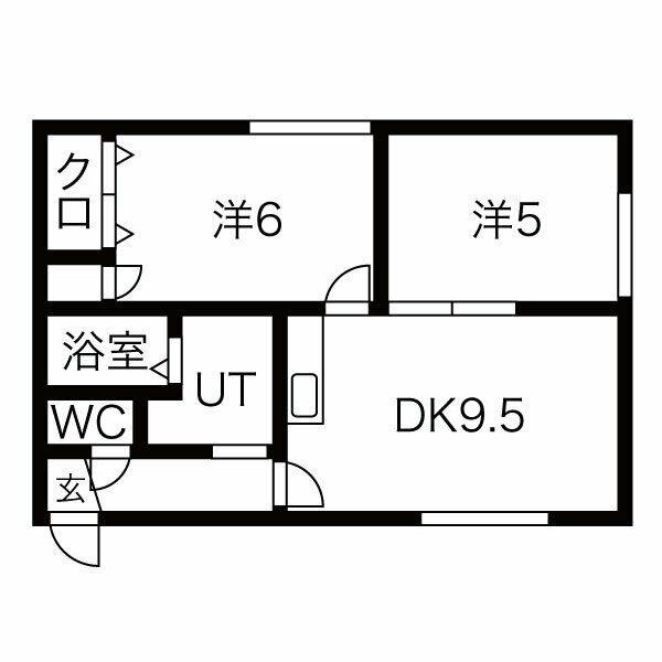 クリスタルハイツRI(2LDK/2階)の間取り写真