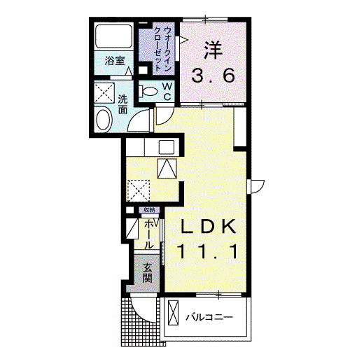 サンリットスクエア(1LDK/1階)の間取り写真