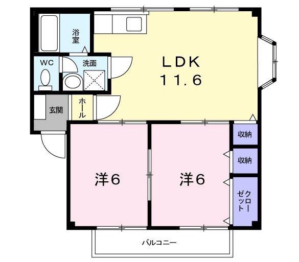 コーポ幸(2LDK/2階)の間取り写真