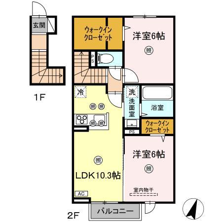 アン ソレイユ(2LDK/2階)の間取り写真