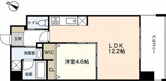 JRBハイツ岡山(1LDK/6階)の間取り写真