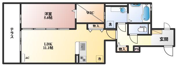 DHOUSEサウス(1LDK/1階)の間取り写真