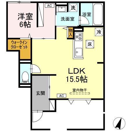 ULU KANOA(1LDK/1階)の間取り写真