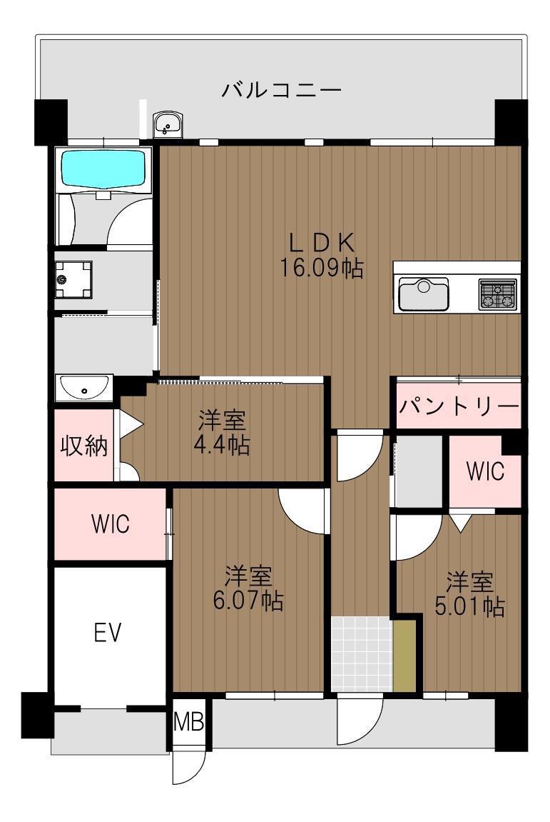 リヴィエール長府シーサイドヴィラ(3LDK/2階)の間取り写真