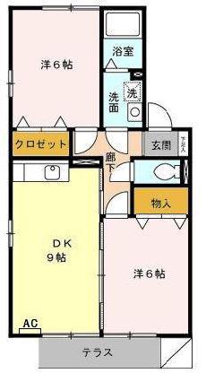 セジュール元町(2LDK/1階)の間取り写真