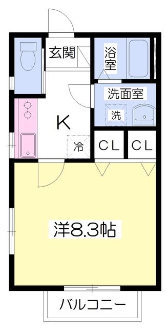 リオンK(1K/1階)の間取り写真