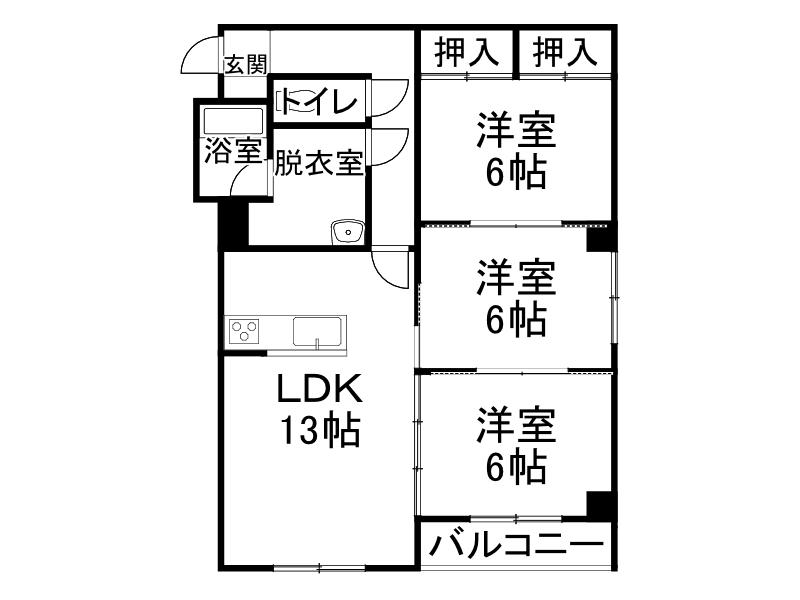 ベルピア18(3LDK/2階)の間取り写真