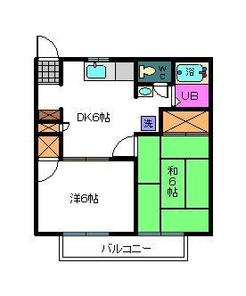 フレンズ長谷川B(2DK/2階)の間取り写真