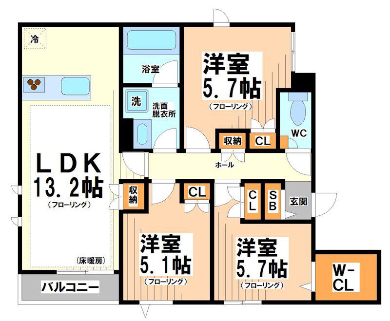 HILLTOP イースト(3LDK/2階)の間取り写真