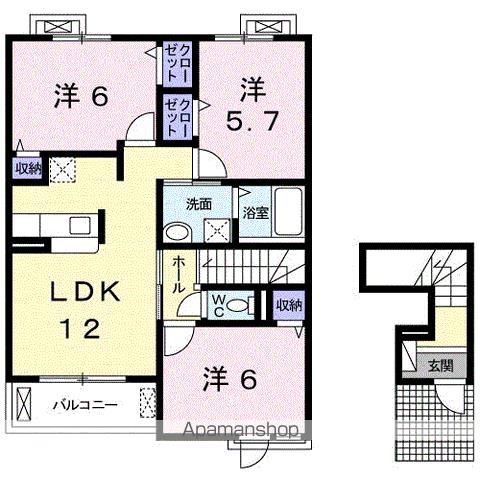 グランデ喜里(3LDK/2階)の間取り写真