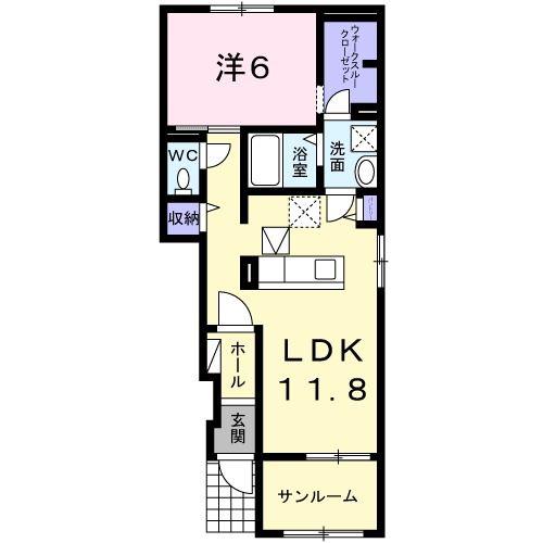 ラウレア A(1LDK/1階)の間取り写真