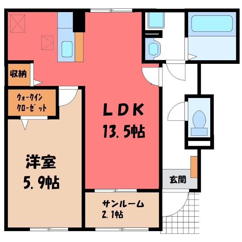 フォックス ゲート S(1LDK/1階)の間取り写真
