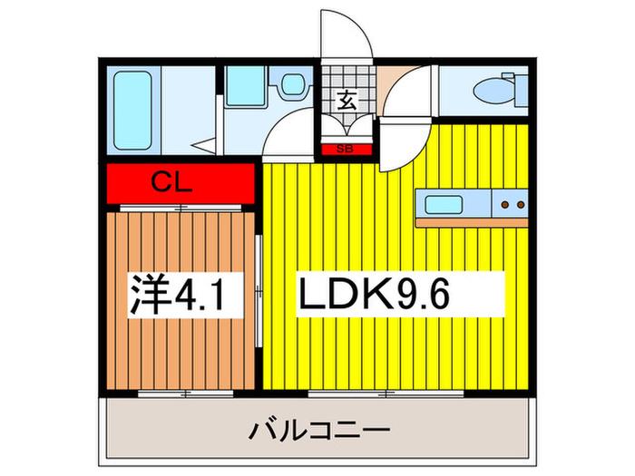 SIMODA大宮東大成町(1LDK/1階)の間取り写真