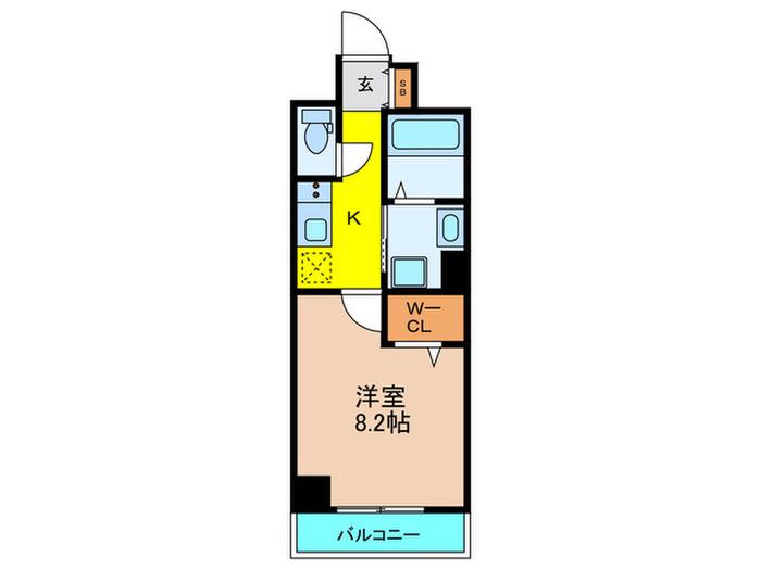グロスロシェ枚方(1K/7階)の間取り写真