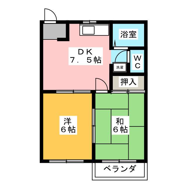 ハイツ和田II(2DK/2階)の間取り写真