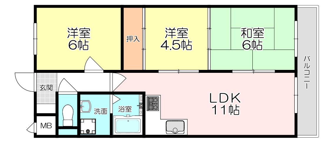 カサベルデイケダII(3LDK/3階)の間取り写真