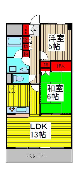 プリムベール南浦和(2LDK/7階)の間取り写真