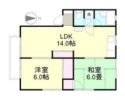 ロイヤルハイネス D(2LDK/2階)の間取り写真