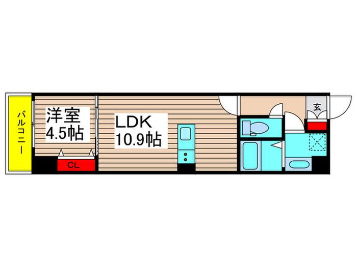 WISE NEXT竹ノ塚(1LDK/6階)の間取り写真