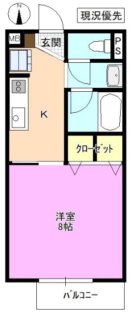 SURPLUS ONE LILAS II(1K/1階)の間取り写真