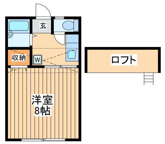 ホワイトハウスⅡ(1K/2階)の間取り写真