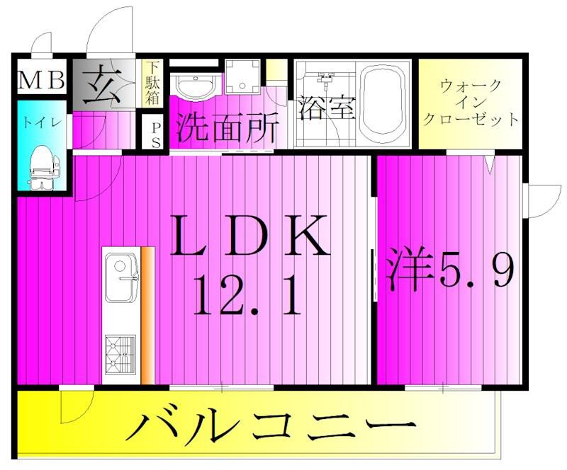 インフィニット カンワ(1LDK/1階)の間取り写真