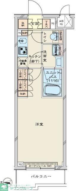 ルーブル川崎鷺沼(1K/B1階)の間取り写真