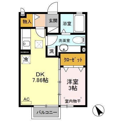 ニュービラーズ(1DK/1階)の間取り写真