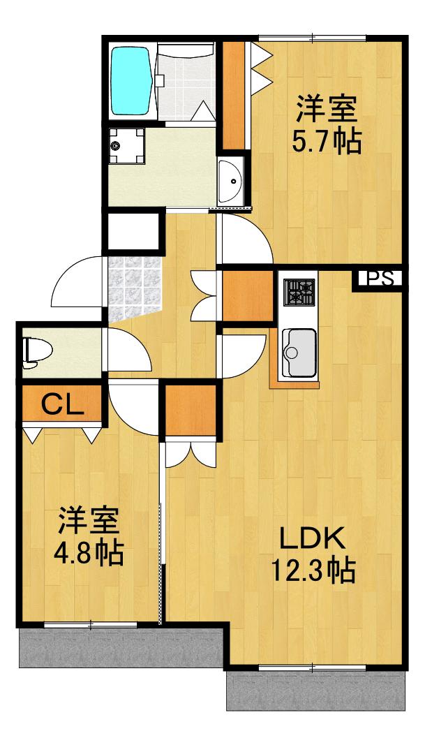トラフィコ新横浜(2LDK/1階)の間取り写真