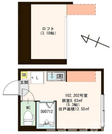 HIMOテラス妙蓮寺(ワンルーム/1階)の間取り写真