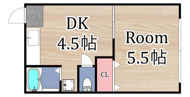 ラピス桜ノ宮(1DK/2階)の間取り写真