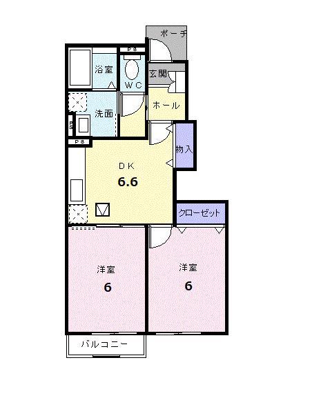 フォーラムA(2DK/1階)の間取り写真