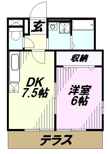 アムールSAKURA(1DK/1階)の間取り写真