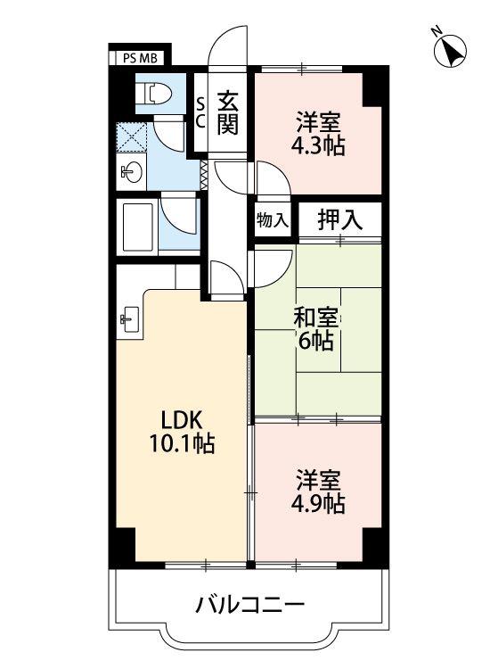 シュターンハイム第一(3LDK/11階)の間取り写真
