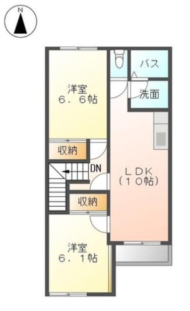 スターテラス 小池原(2LDK/2階)の間取り写真